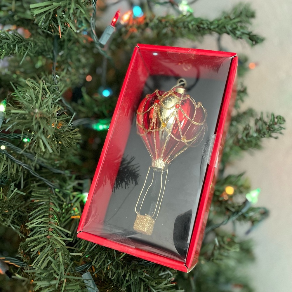 Set of 2 Festive Hot Air Balloon Ornament